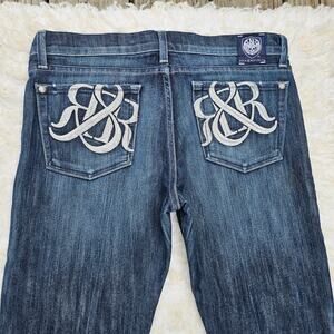 Bootcut Jeans Rock Republic Kasandra Size 30 Dark Stretch Denim Logo Embroidery